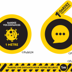 Bande adhésive marquage au sol « Gardez vos distances – 1 mètre »